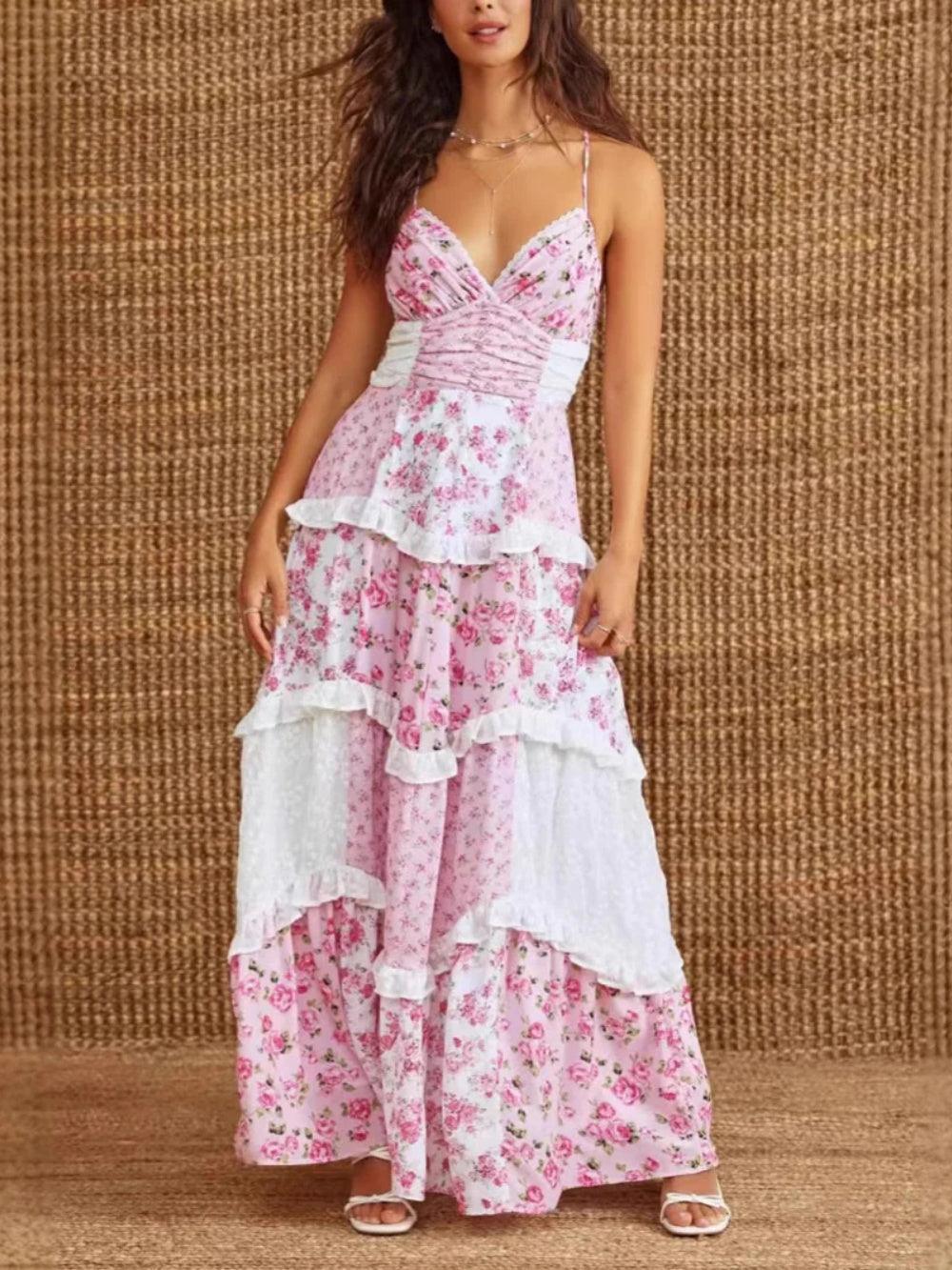 Floral patchwork maxi dress