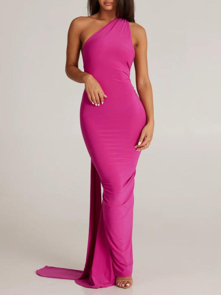 One-shoulder tie maxi dress