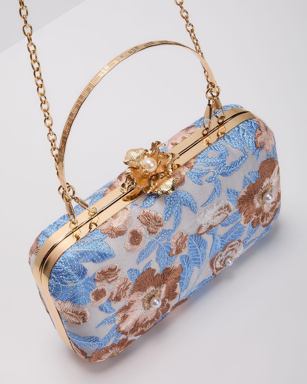 Freesia Embroidered Hard Case Clutch
