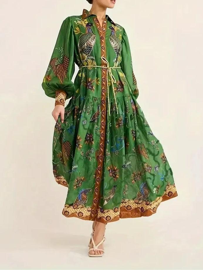 Floral Print Maxi Cardigan Dress