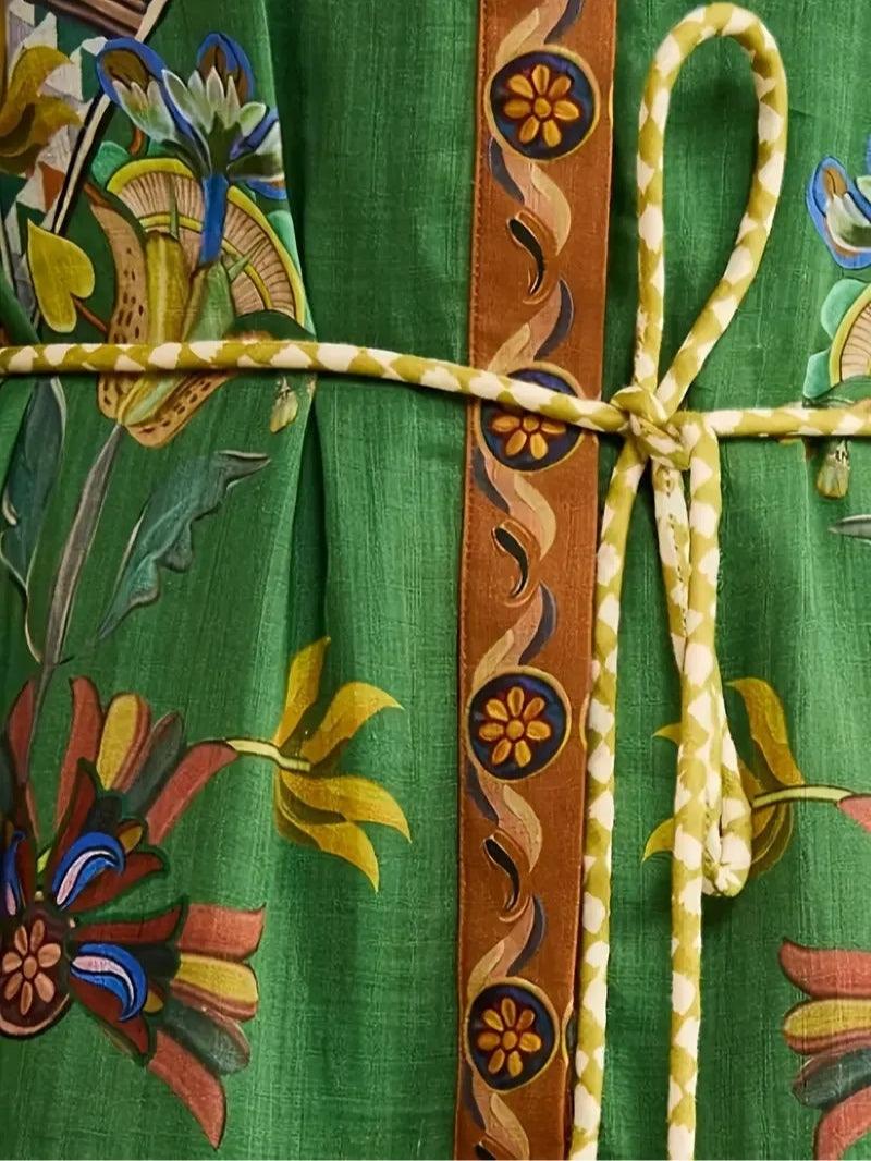 Floral Print Maxi Cardigan Dress