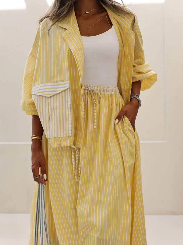 Yellow striped casual set