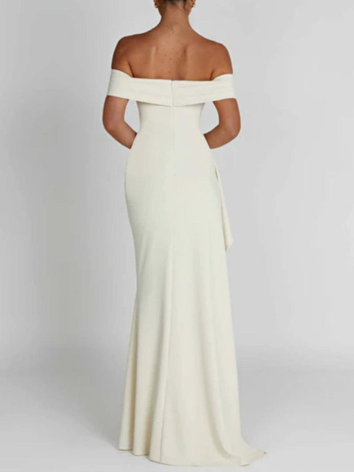 Off-shoulder slit maxi dress