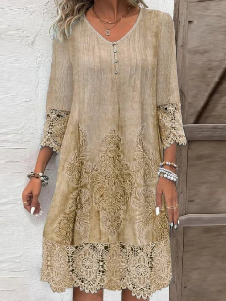 Solid color lace dress