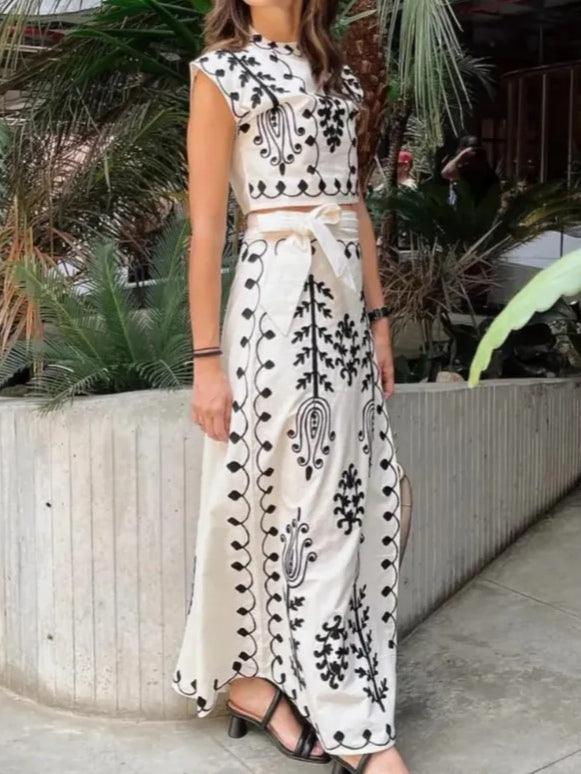 Printed Casual Holiday Skirt Suit