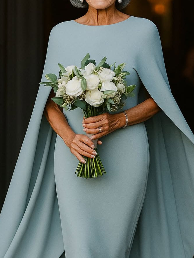 Elegant blue knee-length evening gown