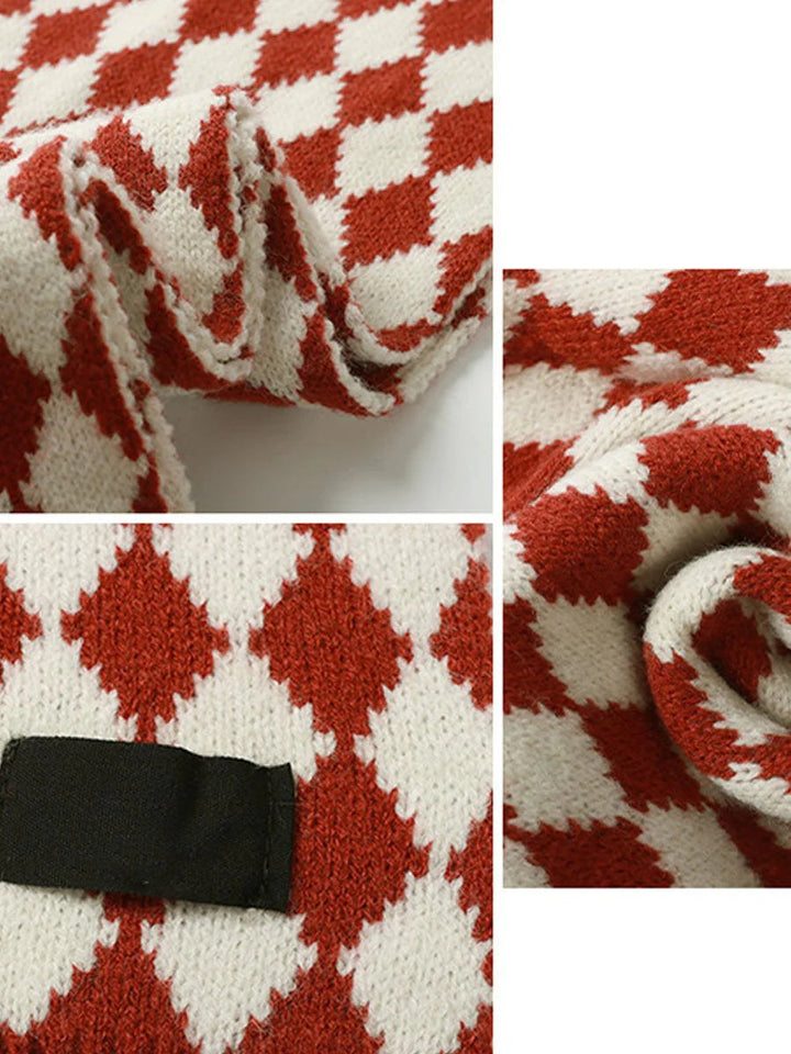Christmas Fashion Retro Red Christmas Knitted Scarf