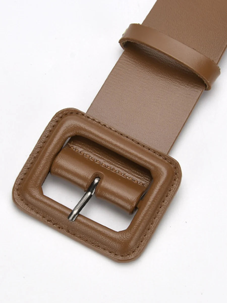 Women's Fashion Imitation Leather Solid Color Square Belt