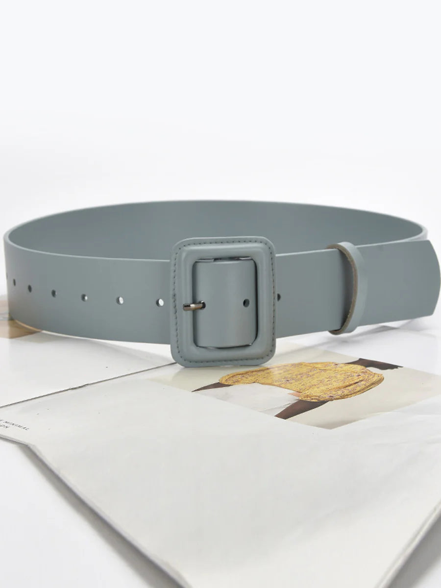 Women's Fashion Imitation Leather Solid Color Square Belt