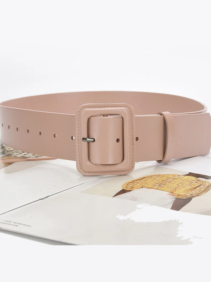 Women's Fashion Imitation Leather Solid Color Square Belt