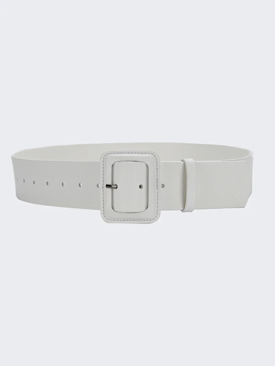 Women's Fashion Imitation Leather Solid Color Square Belt