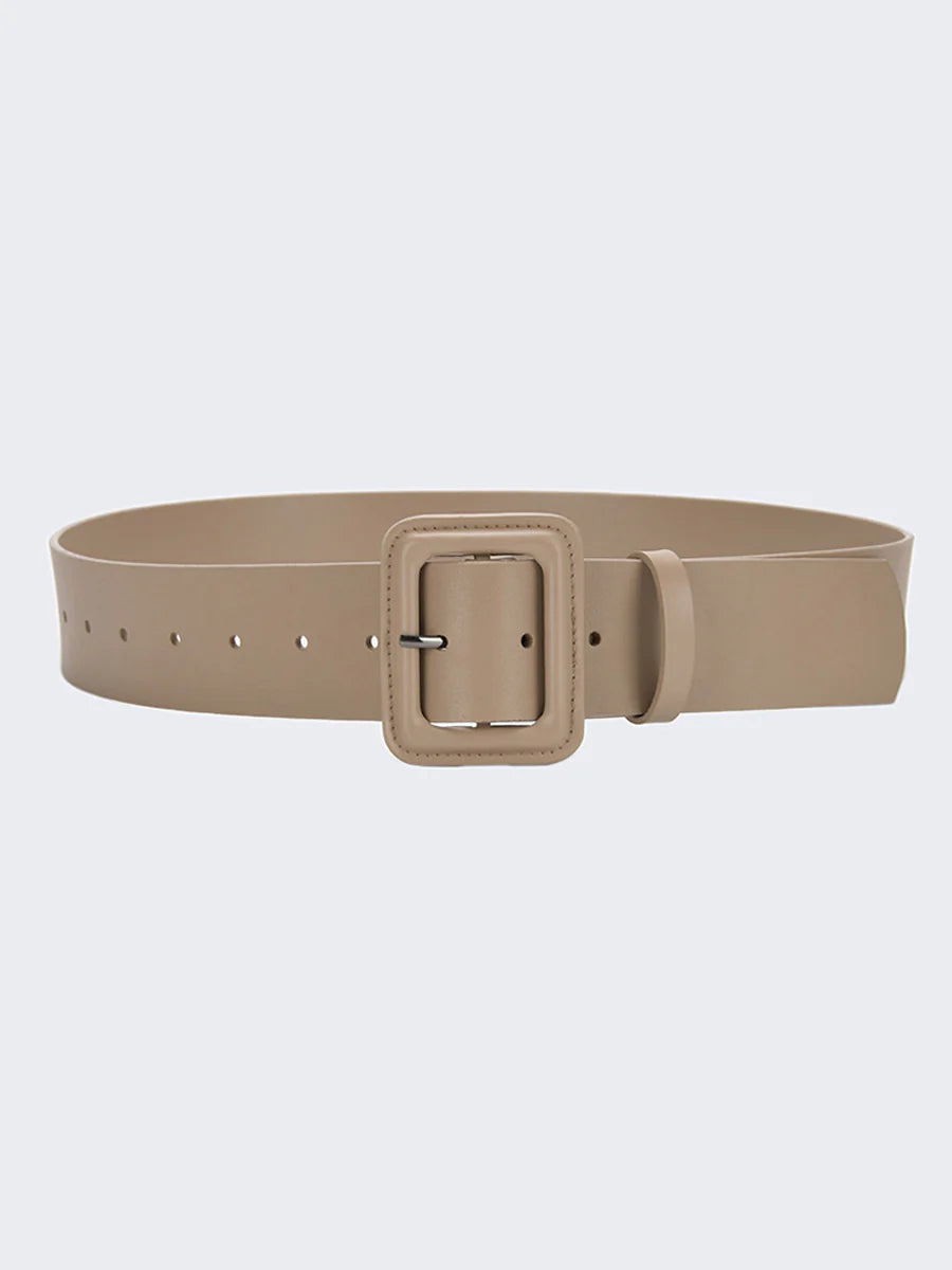 Women's Fashion Imitation Leather Solid Color Square Belt