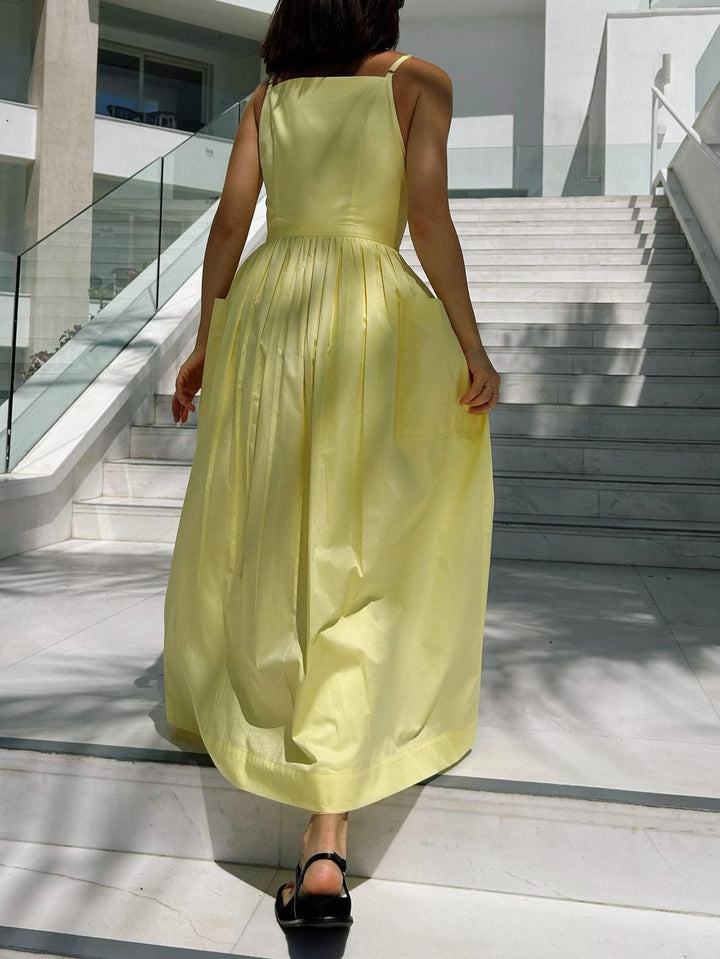 Sun Waist Midi Dress with No Side Seams