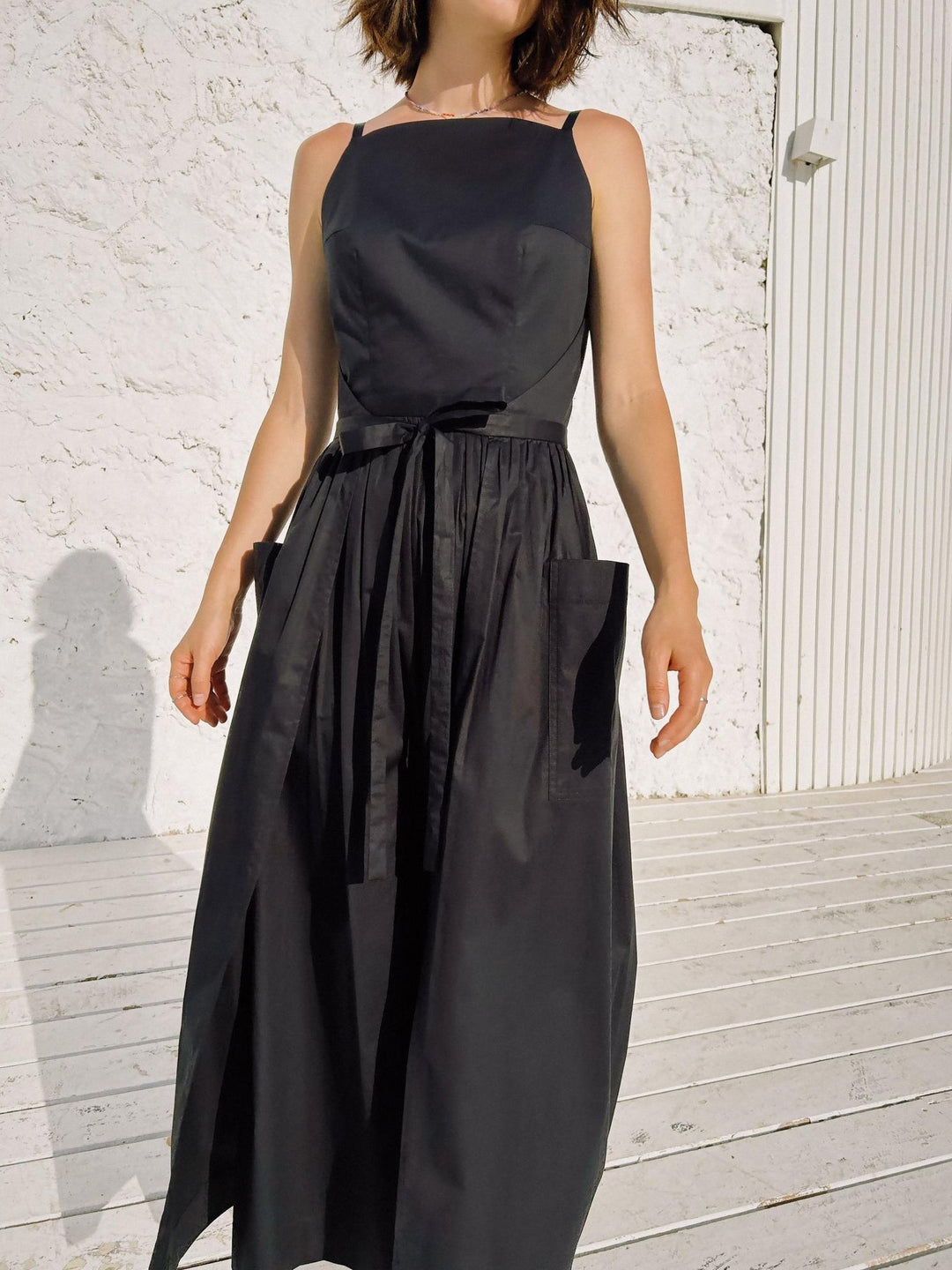 Sun Waist Midi Dress with No Side Seams
