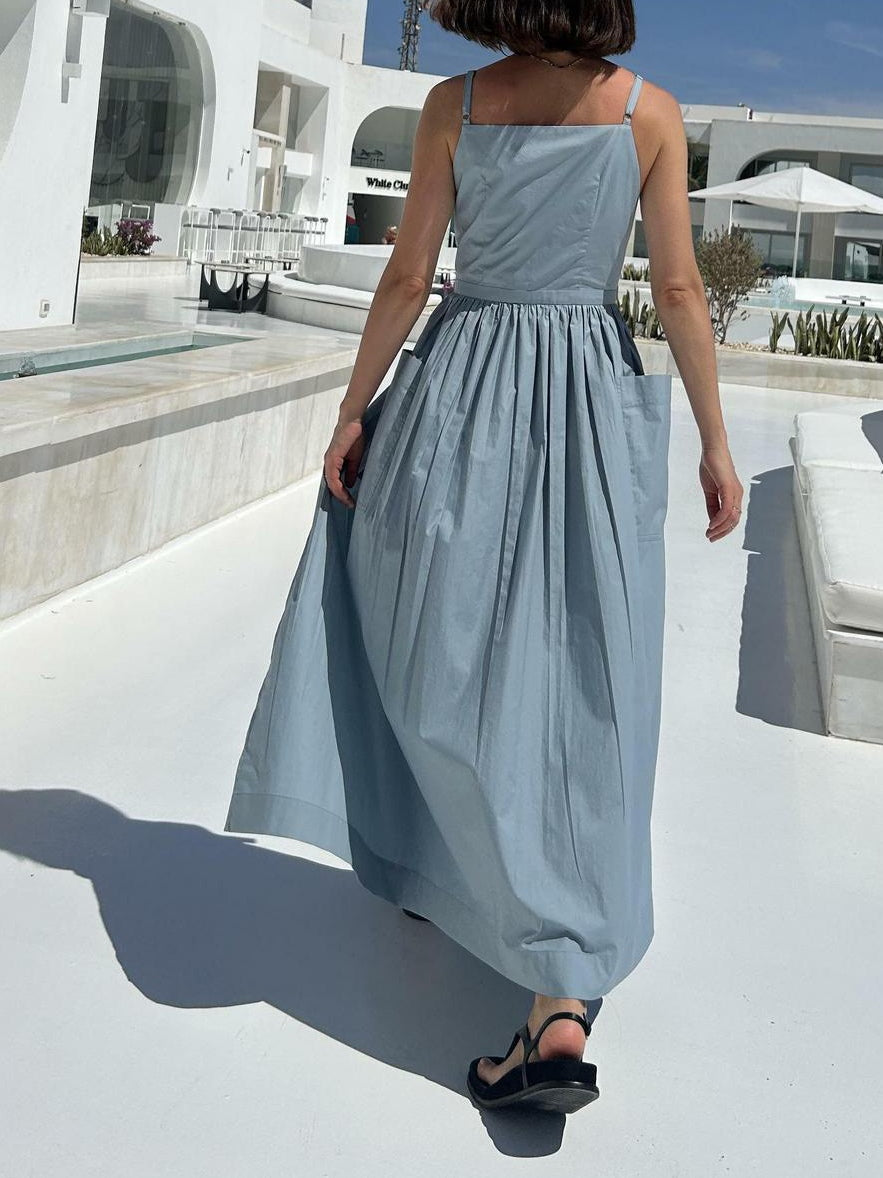 Sun Waist Midi Dress with No Side Seams