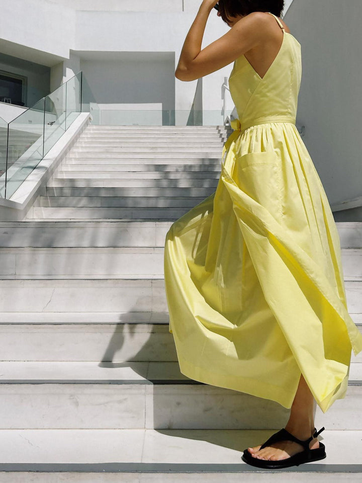 Sun Waist Midi Dress with No Side Seams