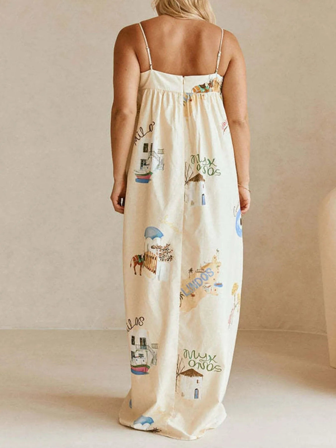 Strapless Square Neck Printed Maxi Dress