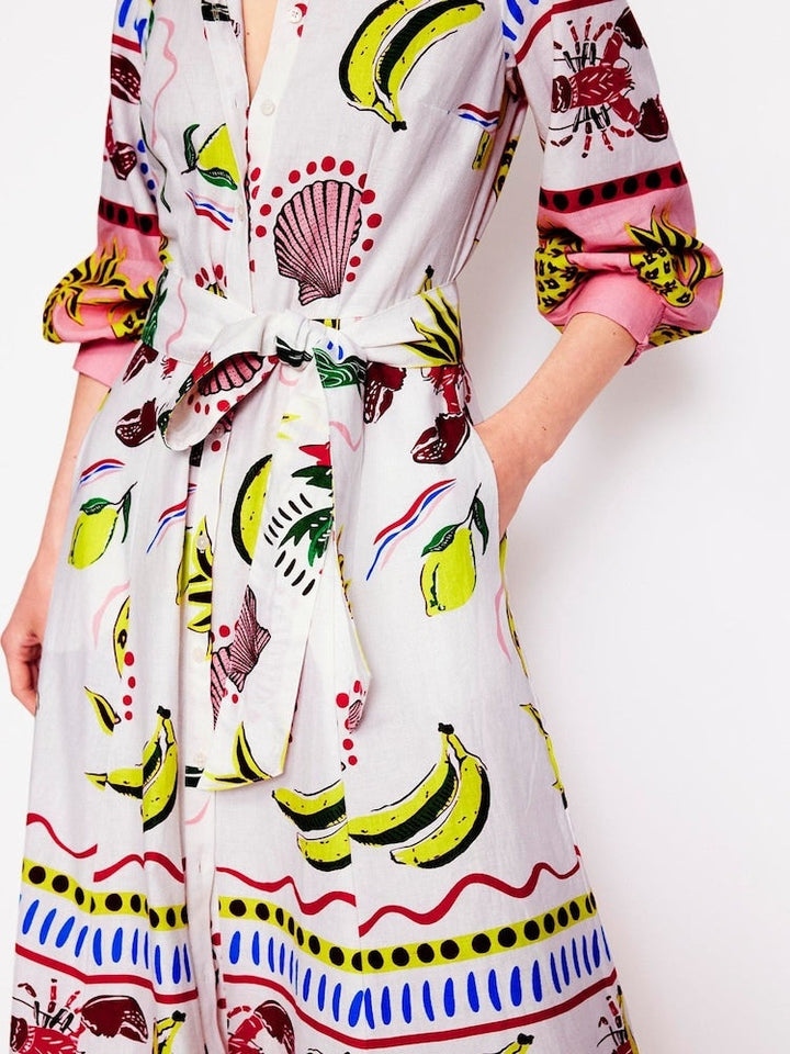 Multicolor Tropical Carnival Shirt Dress
