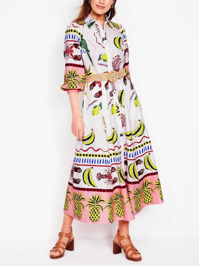 Multicolor Tropical Carnival Shirt Dress