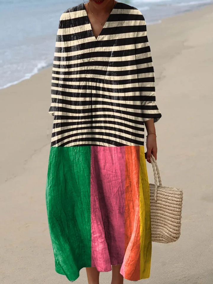 Vintage Abstract Art Print Cotton Dress