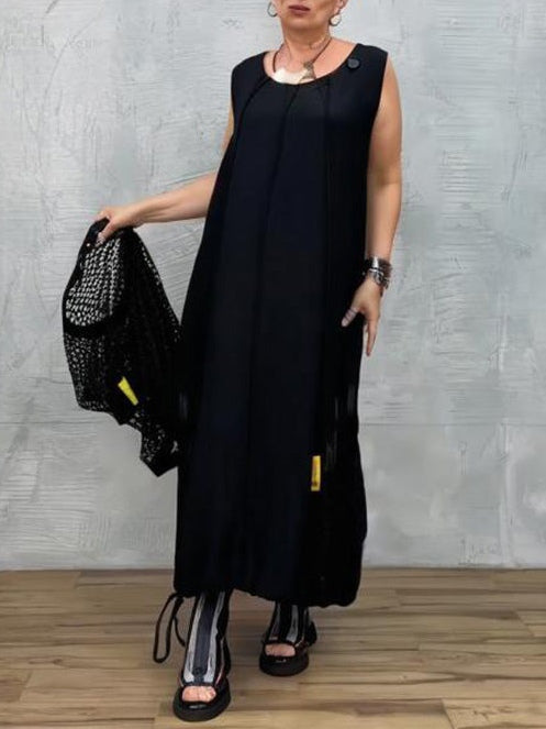 Black Mesh Sleeveless Dress and Cover-up Set