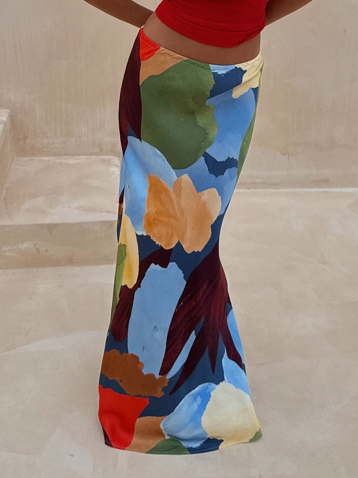 Abstract Geometric Pattern Knitted Jacket + Skirt Set