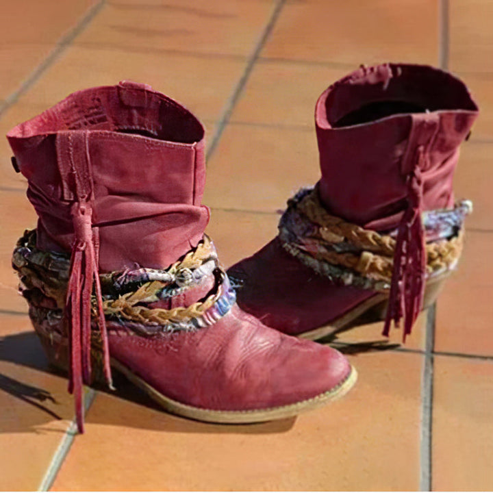 Vintage Western Tribal Tassel and Ankle Boots