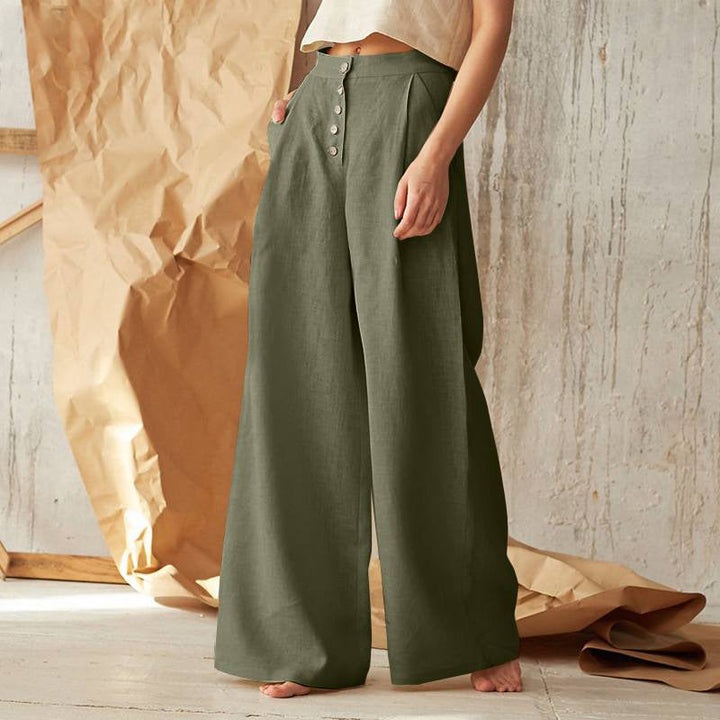 Vintage Plain Button Down Pocket Pants