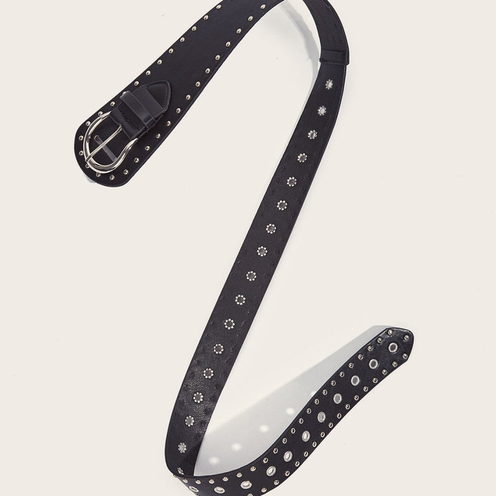 Punk-style studded belt with snap buckle