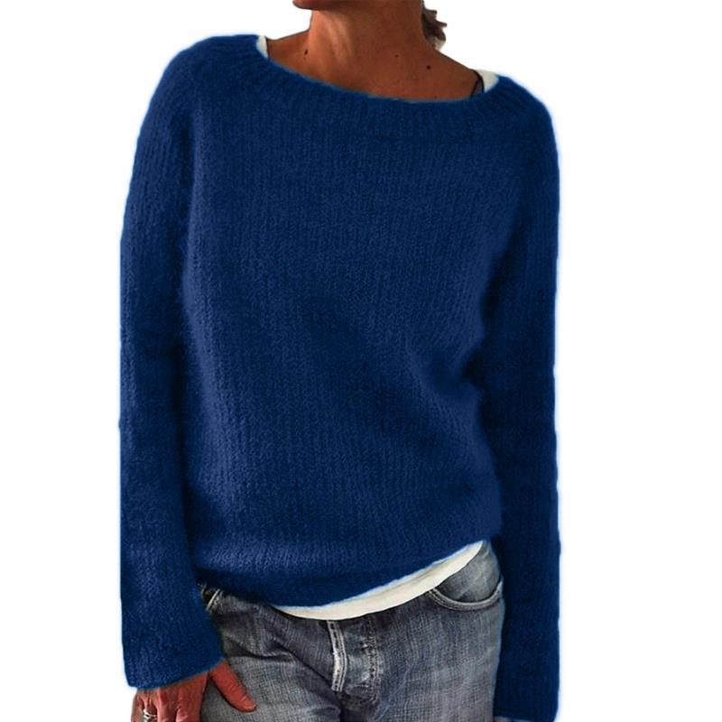 Casual Solid Color Soft Crew-neck Sweater