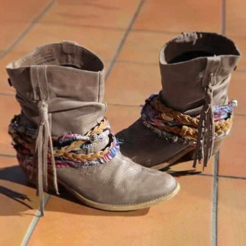 Vintage Western Tribal Tassel and Ankle Boots