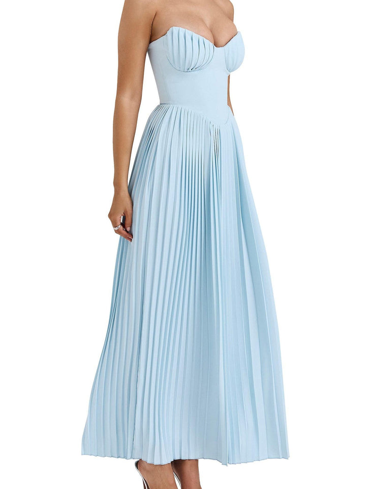 Tube Top With Pleats Maxi Dress