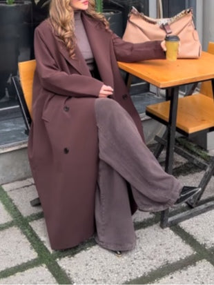 Brown extra long casual trench coat