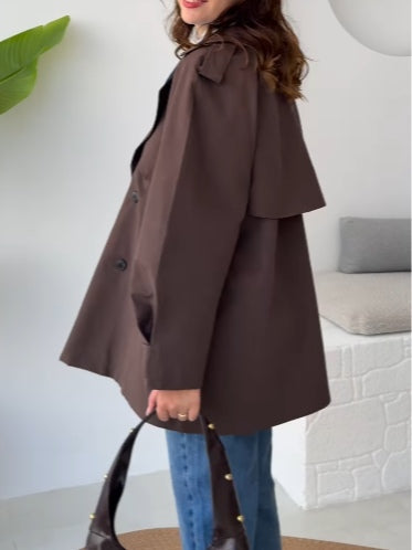 Casual lapel tie waist trench coat