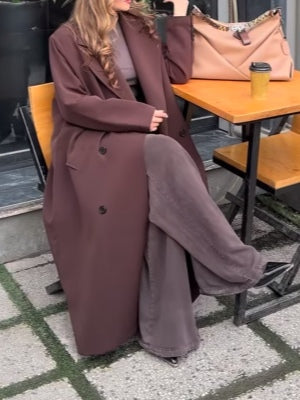 Brown extra long casual trench coat